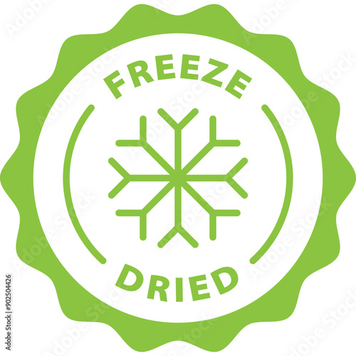 green freeze dried outline icon round rounded circle badge stamp label isolated on transparent background
