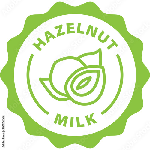 green hazelnut milk outline icon round rounded circle badge stamp label isolated on transparent background