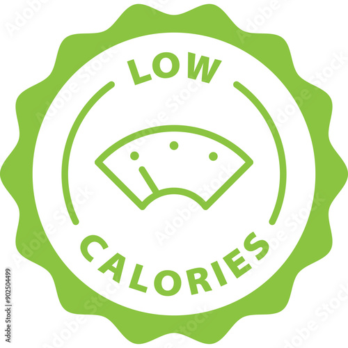green low calories outline icon round rounded circle badge stamp label isolated on transparent background
