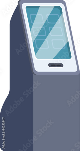 Modern payment terminal processing financial transaction, electronic payment system concept