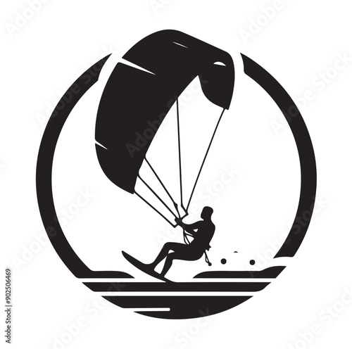 Kite Surfing Silhouette Vector