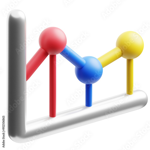 Line Chart Icon 3D Illustration. Infographic Theme.