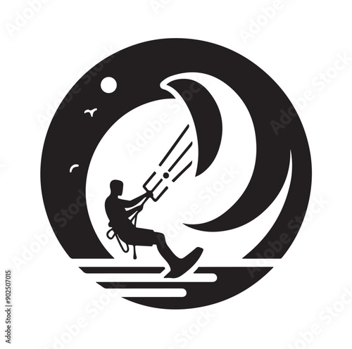 Kite Surfing Silhouette Vector