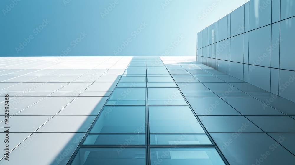 A tall building against a clear blue sky A tall building against a clear blue sky