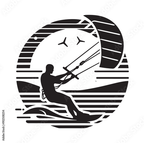 Kite Surfing Silhouette Vector