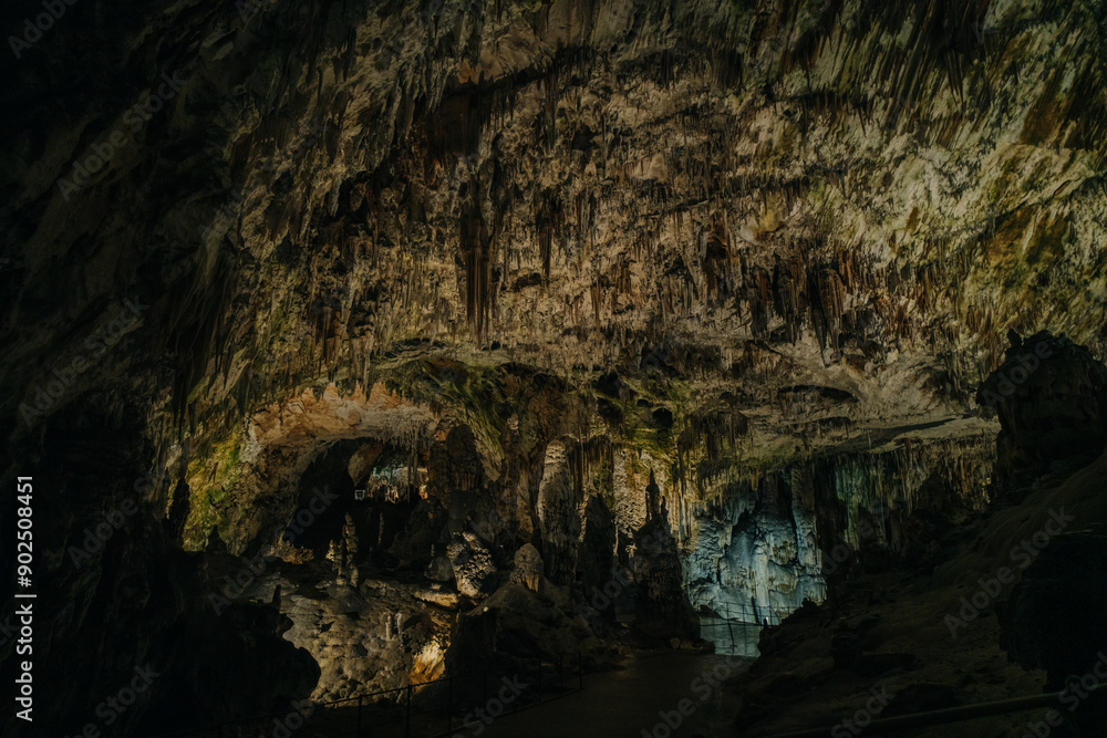 Landscape View Of The Beautiful And Amazing Stalactites On The Trails Of Postojna Cave Park, Postojna , Slovenia Landscape View Of The Beautiful And Amazing Stalactites On The Trails Of Postojna Cave Park, Postojna , Slovenia