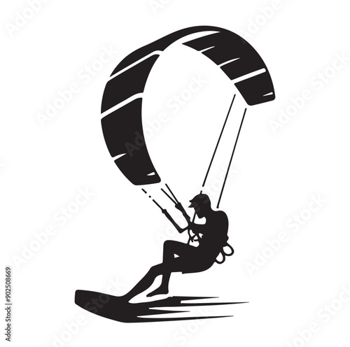 Kite Surfing Silhouette Vector