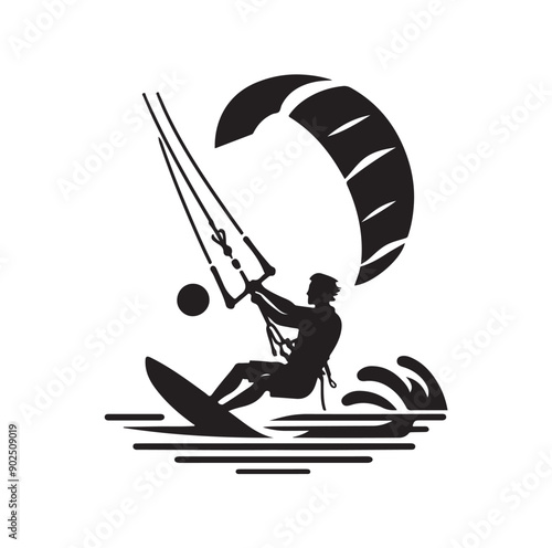 Kite Surfing Silhouette Vector