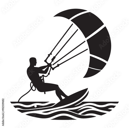 Kite Surfing Silhouette Vector