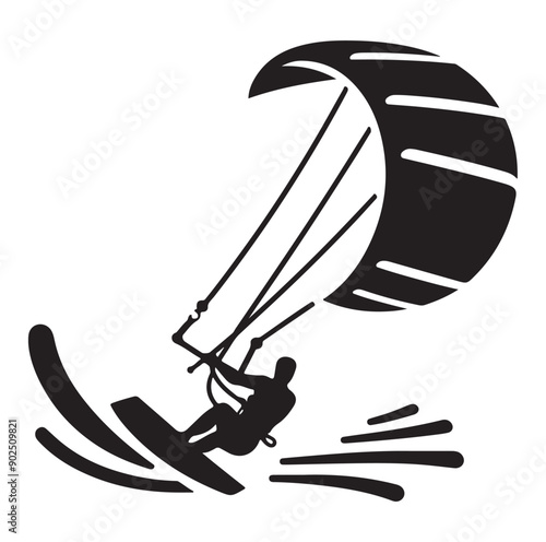 Kite Surfing Silhouette Vector