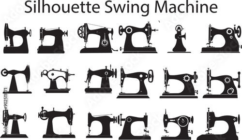Flat Black Silhouette Swing Machine Vector Art Bundle