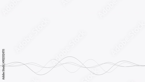 Waves animation on white background. Glowing lines path intro video abstract background
