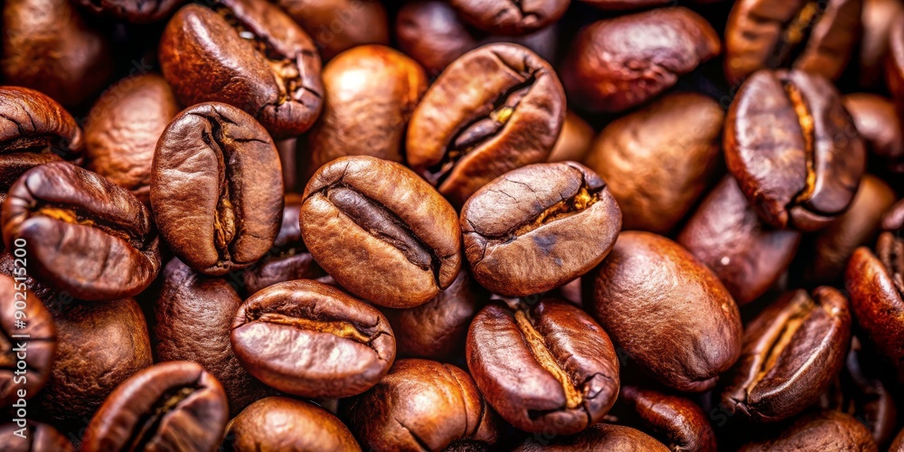 Fototapeta premium Close-Up Macro Photography of Roasted Coffee Beans, Coffee, Bean, Macro, Roasted