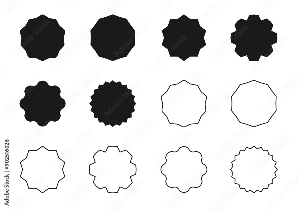 Fototapeta premium Double star shapes set has been transformed into various