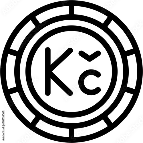Vector Icon Koruna, Czech Republic, Currency, Coin, Money