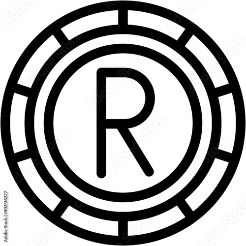 Vector Icon Rand, South Africa, Currency, Coin, Money