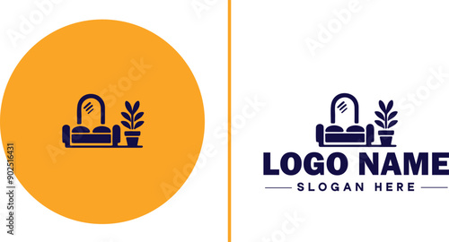 Furniture rental icon Furniture leasing Furniture hire Furniture borrowing flat logo sign symbol editable vector