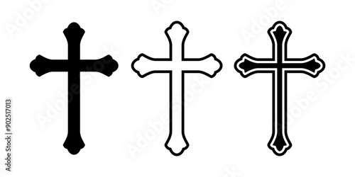 Catholic religious symbol. Outline cross symbol.