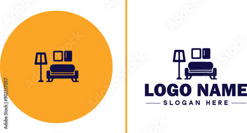 Furniture rental icon Furniture leasing Furniture hire Furniture borrowing flat logo sign symbol editable vector