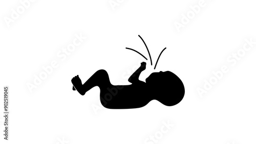 newborn baby,  black isolated silhouette
