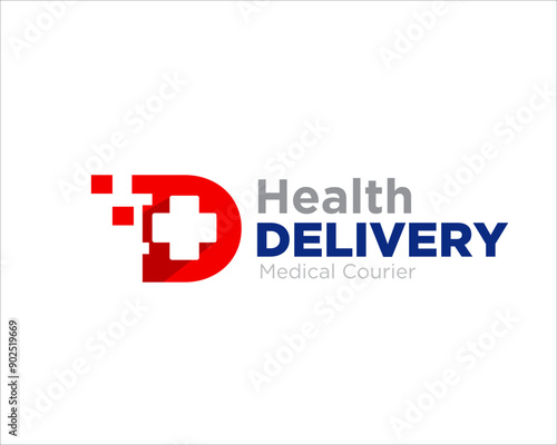 LETTER D and medical goods delivery services logo designs
