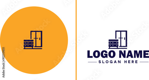 Furniture rental icon Furniture leasing Furniture hire Furniture borrowing flat logo sign symbol editable vector