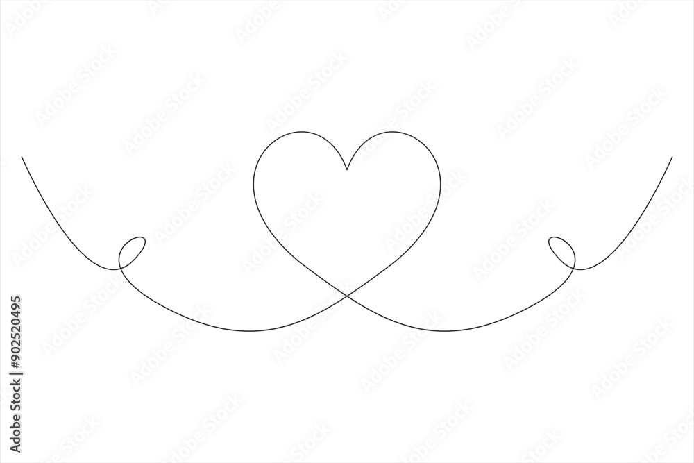 Heart continuous one line art drawing color shape Love sign outline Vector illustration Heart continuous one line art drawing color shape Love sign outline Vector illustration