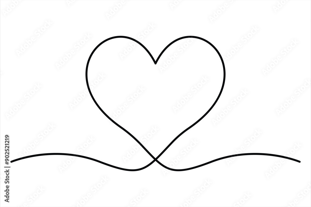 Heart continuous one line art drawing color shape Love sign outline Vector illustration Heart continuous one line art drawing color shape Love sign outline Vector illustration