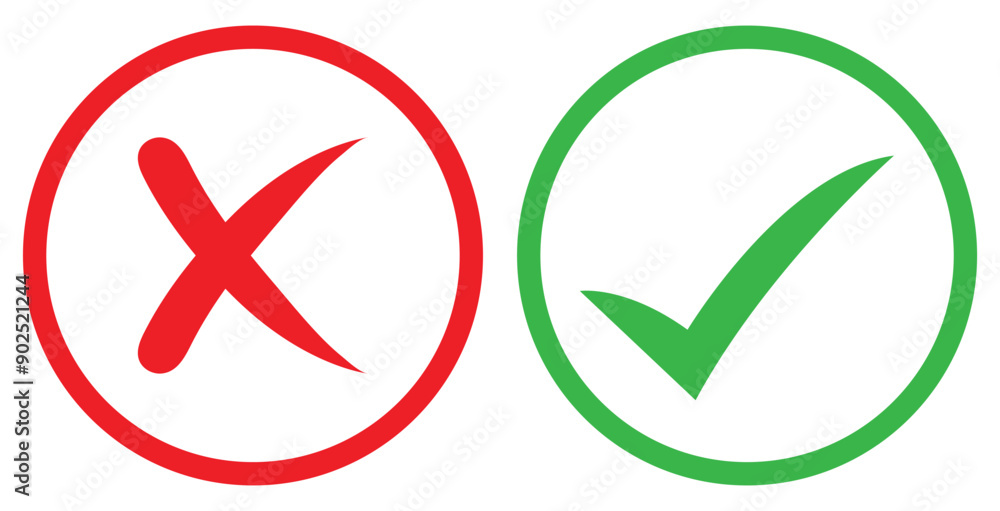 tick and cross with stroke circle outline tick and cross with stroke circle outline