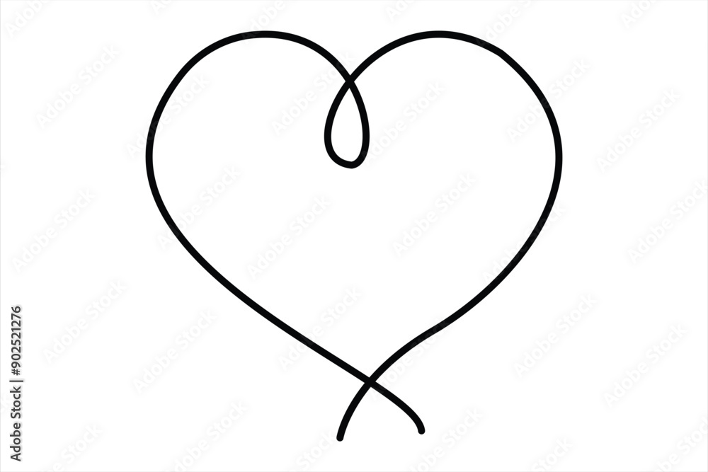 Heart continuous one line art drawing color shape Love sign outline Vector illustration Heart continuous one line art drawing color shape Love sign outline Vector illustration