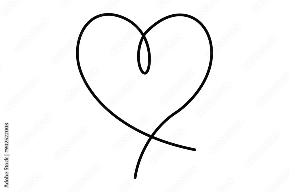 Heart continuous one line art drawing color shape Love sign outline Vector illustration Heart continuous one line art drawing color shape Love sign outline Vector illustration