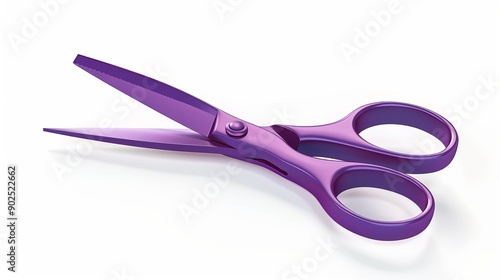 Purple scissors for a 3D icon of a workplace, school, or workshop. 3D vector illustration tool on a white background for artistic endeavors or leisure time use.