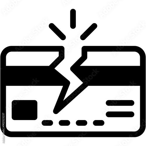 Vector Icon Credit Card, Broken, Bankruptcy, Economic Crises, Business Sand Finance