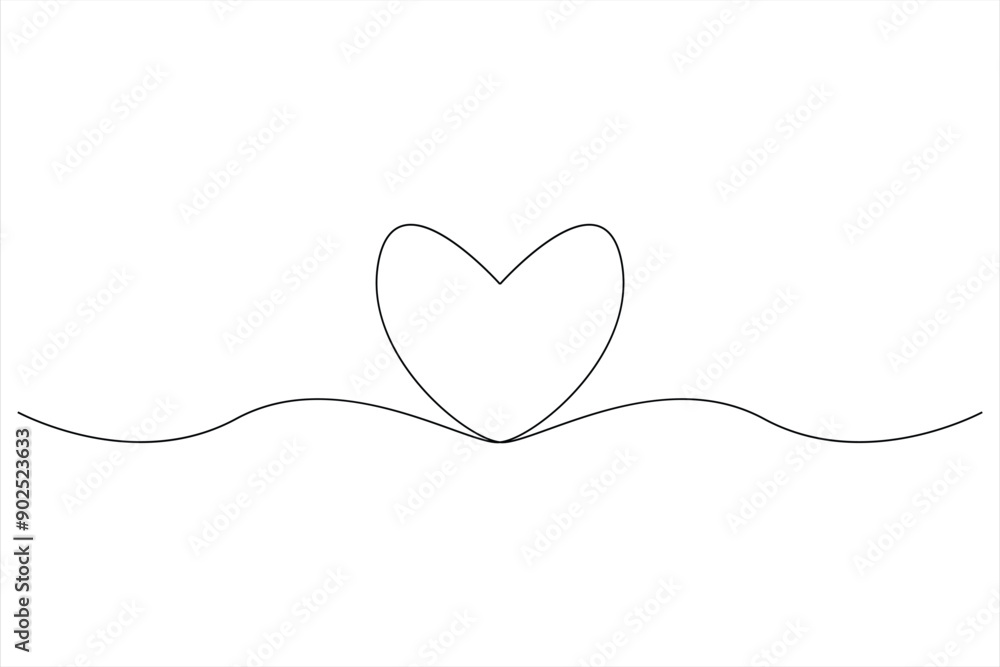 Heart continuous one line art drawing color shape Love sign outline Vector illustration Heart continuous one line art drawing color shape Love sign outline Vector illustration