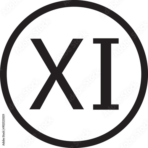 Roman numeral icon. Roman numerical number 11 type eleven in alphabet letter logo mark iconic design illustration for calendar number or any count isolated on transparent background. Math symbol.