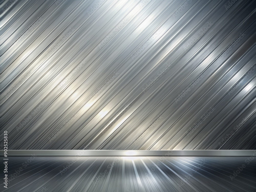 Modern metallic background featuring a soft, gradient gray and silver light pattern on a diagonal axis, set against a clean, dark, abstract white panorama floor and wall. Modern metallic background featuring a soft, gradient gray and silver light pattern on a diagonal axis, set against a clean, dark, abstract white panorama floor and wall.