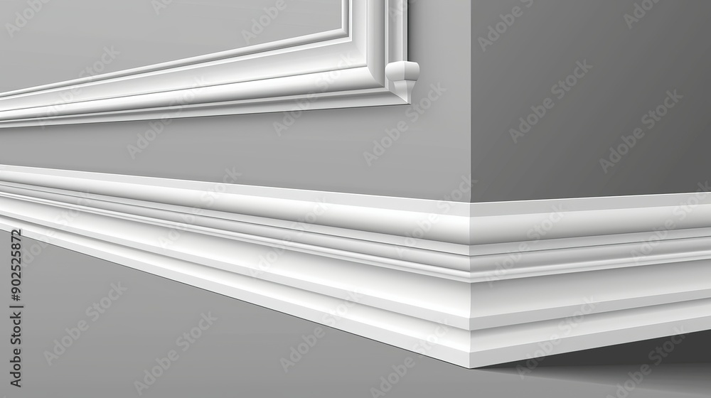 Realistic vector wall skirting, trim molding, and moulding cornice for ...