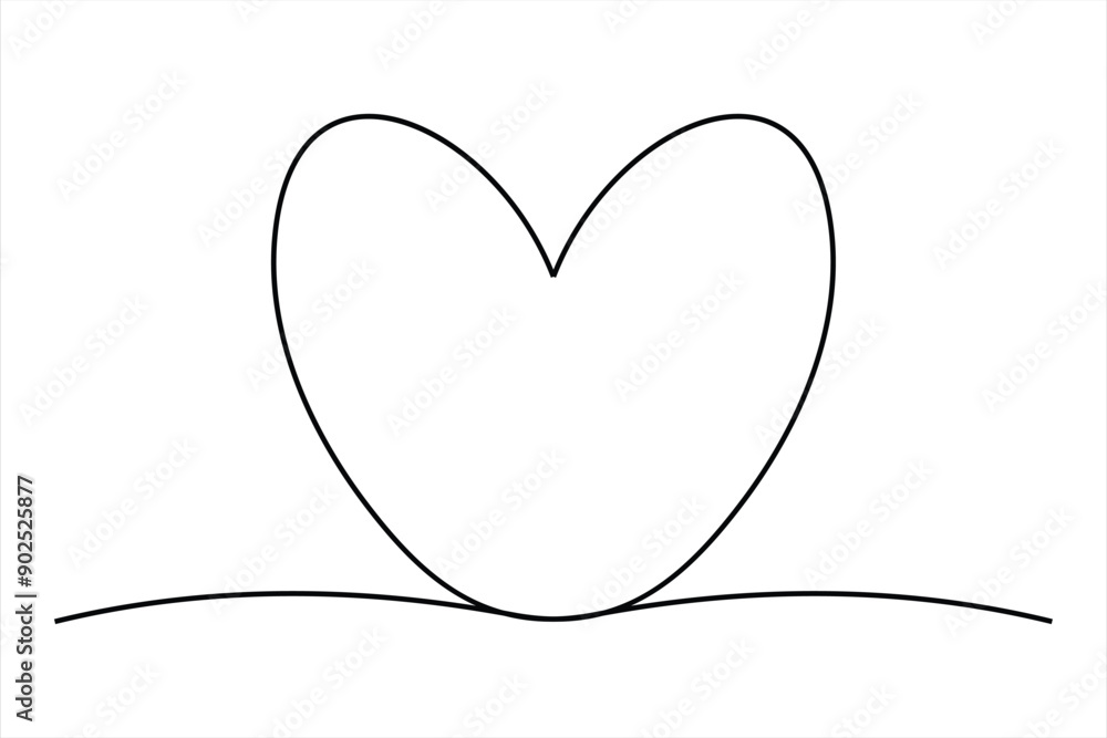 Heart continuous one line art drawing color shape Love sign outline Vector illustration Heart continuous one line art drawing color shape Love sign outline Vector illustration
