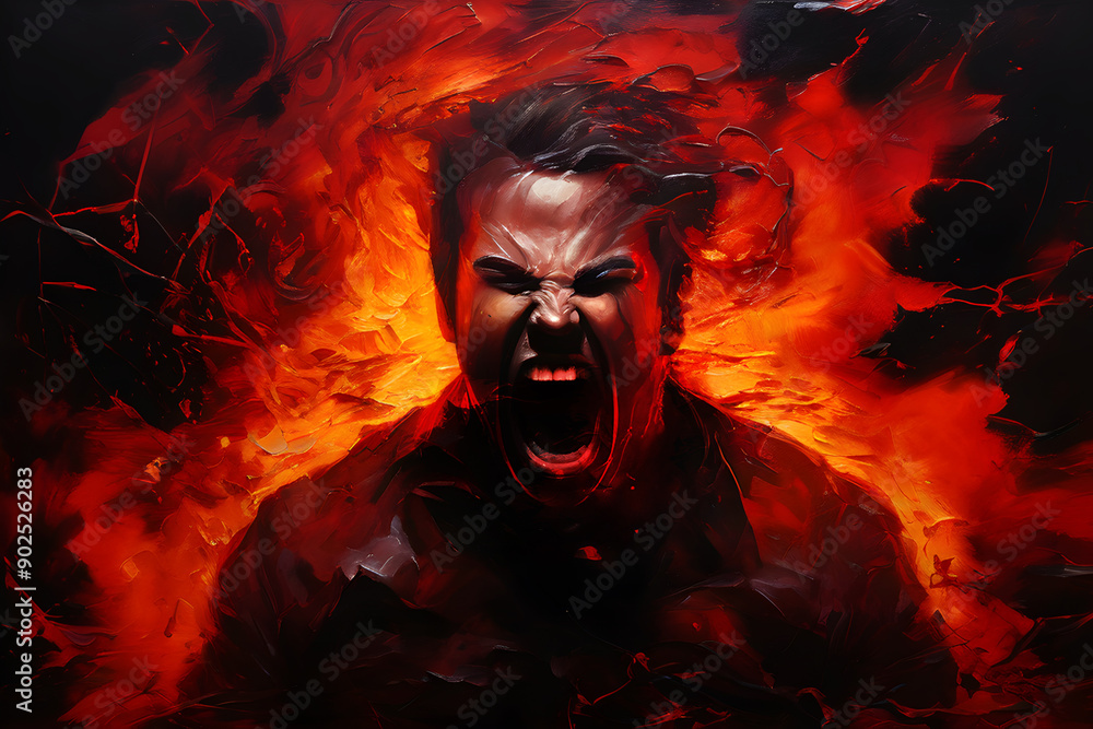 Abstract art piece using stark contrasts to depict fury with oil paints Abstract art piece using stark contrasts to depict fury with oil paints