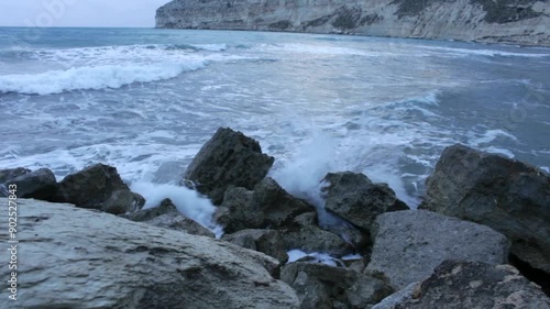 waves crashing on rocks