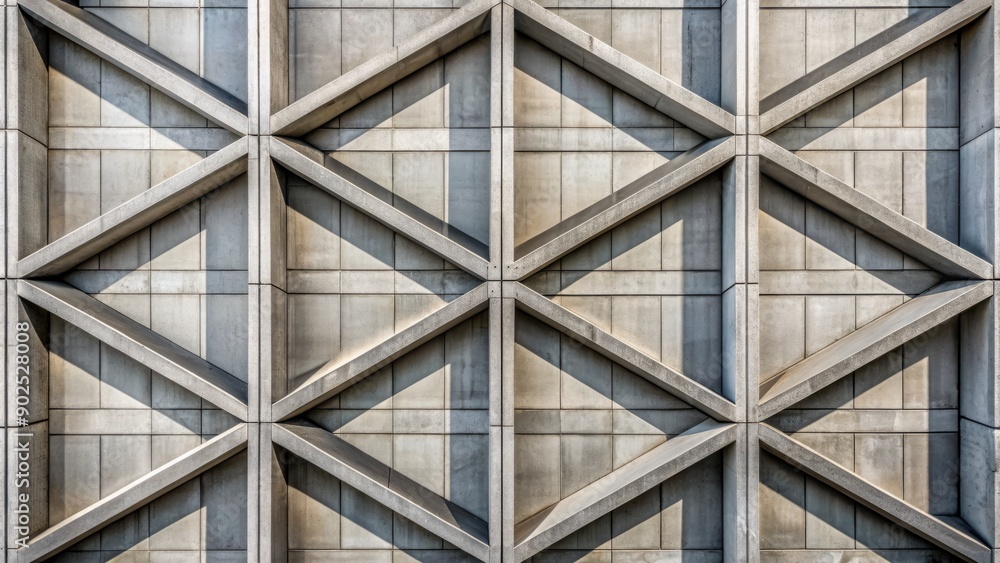 Modern architectural detail featuring a smooth concrete wall with an intricate symmetrical pattern of intersecting lines and shapes in a neutral gray tone. Modern architectural detail featuring a smooth concrete wall with an intricate symmetrical pattern of intersecting lines and shapes in a neutral gray tone.