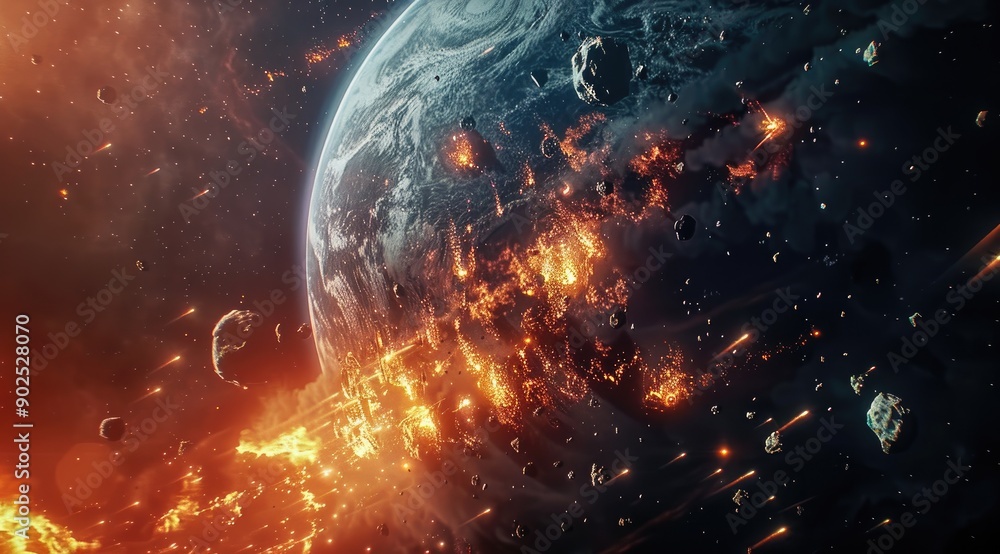Apocalyptic Scene of Earth Under Attack Apocalyptic Scene of Earth Under Attack