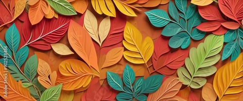 Wallpaper Mural Abstract colorful paper autumn leaves illustration, wall paper design Torontodigital.ca