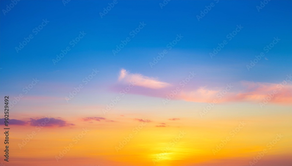 Fototapeta premium Dreamy landscape, fantasy vibrant panoramic sunset sky, gradient rich colors