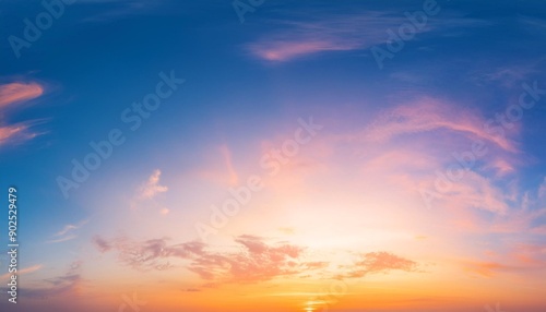 Uplifting sky, fantasy vibrant panoramic sunset sky, gradient rich colors