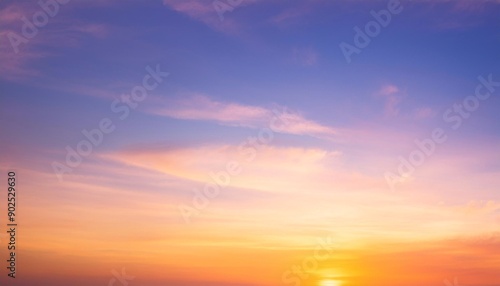 Summer sunset, fantasy vibrant panoramic sunset sky, gradient rich colors