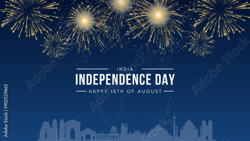 Independence day illustration card ,banner ,poster. happy independence day card. 15 august vector Illustration banner. Fifteenth of august Indian independence day. Indian monuments with flag.
