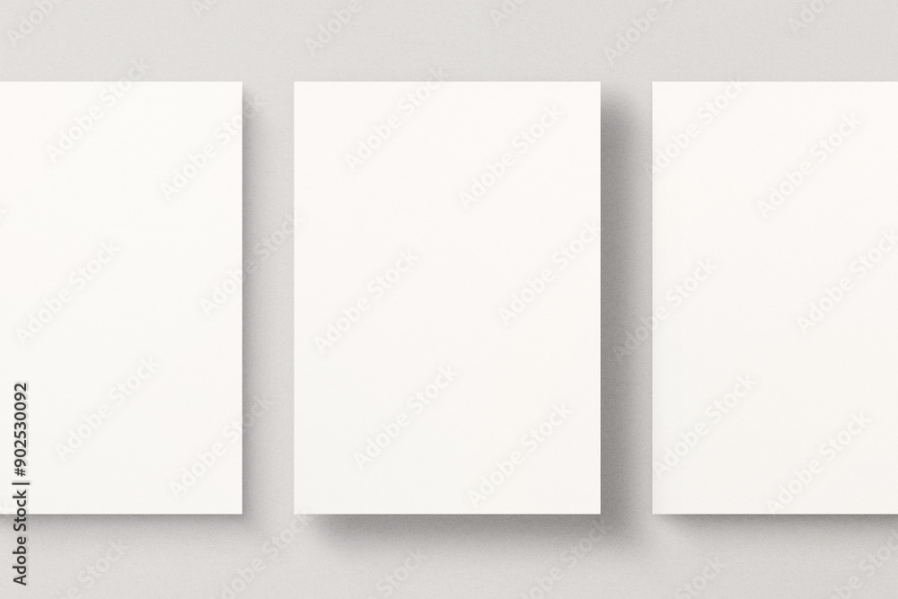 Triple Poster Mockup With Grain Texture Background Triple Poster Mockup With Grain Texture Background