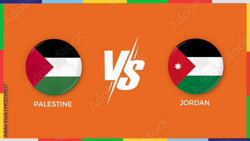  palestine vs Jorden republic flag in circle for sports banner. vector illustrator