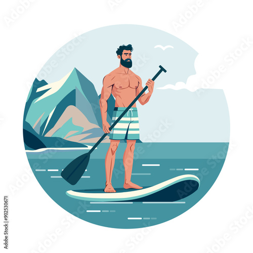 Man Stand up paddle board SUP Sea Summer Sport
